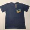 RIB Round Neck Cotton T-Shirt Navy/Pocket-P Actual Price